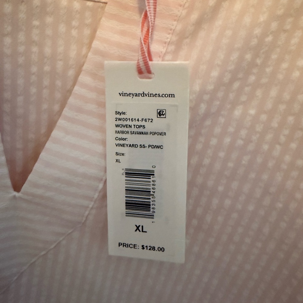 Vineyard Vines Pink and White Striped Top XL